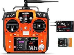 12 Channels RC Transmitter and Receiver R12DS 2.4GHz Radio Remote, Voltage Te