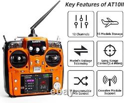 12 Channels RC Transmitter and Receiver R12DS 2.4GHz Radio Remote, Voltage Te