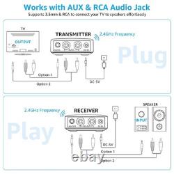 1Mii 2.4GHz (1 TX+2 RX) Wireless Audio Transmitter Receiver Set for TV, 25ms