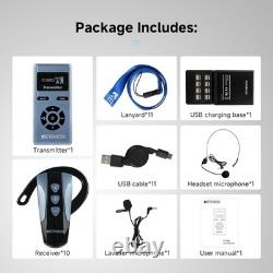 2.4G Wireless Tour Guide System 200m Range 1 Transmitter 10 Earhook Receivers