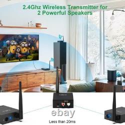 2.4GHz 1 TX + 2 RX Wireless Audio Transmitter and Receiver for TV, 20ms Ultra
