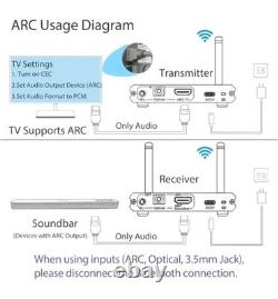 2.4GHz Wireless Audio Transmitter Receiver ARC Optical RCA 50M Bluetooth 5.3