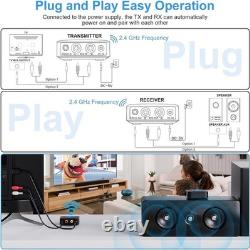 2.4GHz Wireless Audio Transmitter & Receiver Set 262ft Long Range Hi-Fi Sound