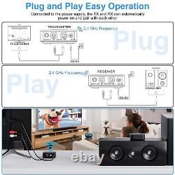 2.4GHz Wireless Audio Transmitter Receiver Set for TV, 260Ft/80M Long Range 2