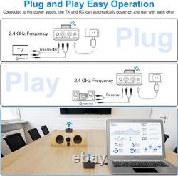2.4GHz Wireless Audio Transmitter and Receiver 1 TX+1 RX for TV, 25ms Low Lat