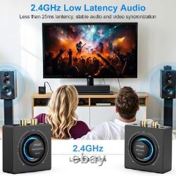2.4GHz Wireless Audio Transmitter and Receiver 1 TX+1 RX for TV, 25ms Low Lat