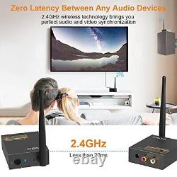 2.4Ghz Wireless Audio Transmitter Receiver for TV, 192kHz/24bit HiFi 2 in 1