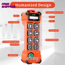 2 Dual Speed 8 Channel Industrial Wireless Crane Remote Control for Overhead NEW