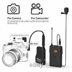 20-Channel UHF Wireless Lapel Microphone System With Transmitter Camera/Phones