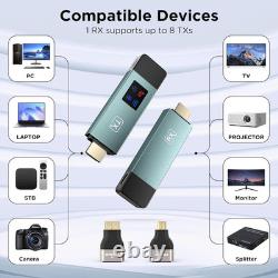 2025 Upgraded Wireless HDMI Transmitter and Receiver, LED Display, 4K Decode 108