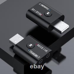2IN1 3.5mm Bluetooth 5.0 Transmitter Receiver Car Wireless Audio Adapter USB Lot
