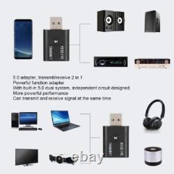 2IN1 3.5mm Bluetooth 5.0 Transmitter Receiver Car Wireless Audio Adapter USB Lot
