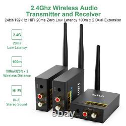 3-in-1 2.4GHz Wireless Audio Transmitter and Receiver for TV, 20ms Ultra Low