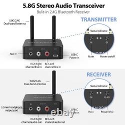 5.8GHz&5.2GHz Dual-Band Wireless Audio Transmitter Receiver for TV/PC, 160ft