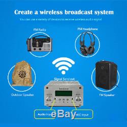 6W PLL FM Transmitter Radio Stereo Station Wireless Broadcast+10Radio Receiver