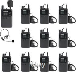 AGJ Wireless Tour Guide System Rechargeable 1 Transmitter 10 Receivers