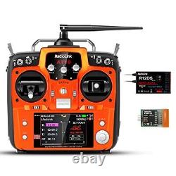 AT10II 12 Channels RC Transmitter and Receiver R12DS 2.4GHz Radio Orange