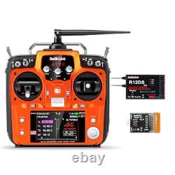AT10II 12 Channels RC Transmitter and Receiver R12DS 2.4GHz Radio Orange