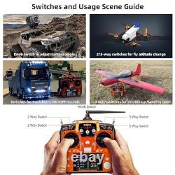 AT10II 12 Channels RC Transmitter and Receiver R12DS 2.4GHz Radio Orange