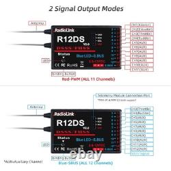 AT10II 12 Channels RC Transmitter and Receiver R12DS 2.4GHz Radio Remote, Vol