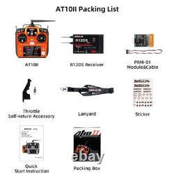 AT10II 12 Channels RC Transmitter and Receiver R12DS 2.4GHz Radio Remote, Vol