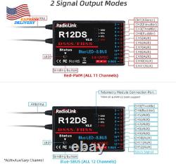 AT10II 12 Channels RC Transmitter and Receiver R12DS 2.4Ghz Radio Remote NEW USA