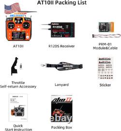 AT10II 12 Channels RC Transmitter and Receiver R12DS 2.4Ghz Radio Remote NEW USA