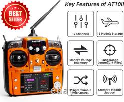 AT10II 12CH RC Transmitter Receiver R12DS 2.4Ghz Radio Remote US
