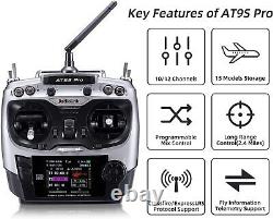 AT9S Pro 10/12 Channels Radio Transmitter and Receiver R9DS, Long Range
