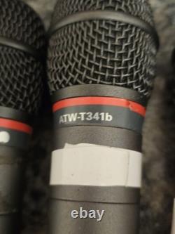 Audio Technica ATW-T341bC Wireless Microphone Transmitter Receiver Lot UNTESTED