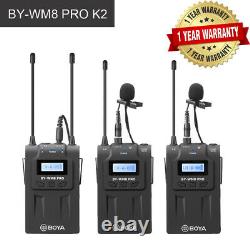 BOYA BY-WM8 PRO K2 UHF Wireless Microphone System 2 Lapel Transmitter 1 Receiver