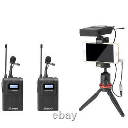 BOYA BY-WM8 PRO K2 UHF Wireless Microphone System 2 Lapel Transmitter 1 Receiver