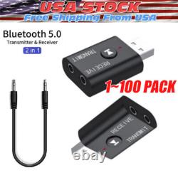 Bluetooth 5.0 2in1 Transmitter Receiver Car Wireless Audio Adapter USB 3.5mm lot