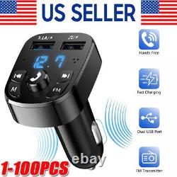 Bluetooth 5.0 Car Wireless FM Transmitter Adapter 2USB PD Charger AUX Hands lot