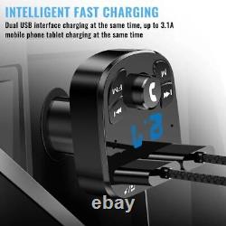 Bluetooth 5.0 Car Wireless FM Transmitter Adapter 2USB PD Charger AUX Hands lot