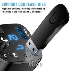 Bluetooth 5.0 Car Wireless FM Transmitter Adapter 2USB PD Charger AUX Hands lot