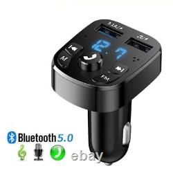 Bluetooth 5.0 Car Wireless FM Transmitter Adapter 2USB PD Charger AUX Hands lot