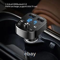 Bluetooth 5.0 Car Wireless FM Transmitter Adapter 2USB PD Charger AUX Hands lot