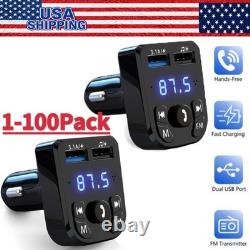 Bluetooth 5.0 Car Wireless FM Transmitter Adapter 2USB PD Charger Hands-Free Lot