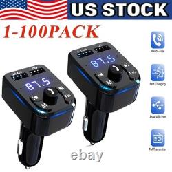 Bluetooth 5.0 Car Wireless FM Transmitter Adapter 2USB PD Charger Hands-Free Lot