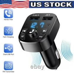 Bluetooth 5.0 Car Wireless FM Transmitter Adapter 2USB PD Charger Hands-Free Lot