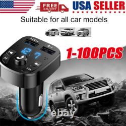 Bluetooth 5.0 Car Wireless FM Transmitter Adapter 2USB PD Charger Hands-Free Lot