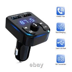 Bluetooth 5.0 Car Wireless FM Transmitter Adapter 2USB PD Charger Hands-Free Lot