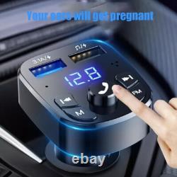 Bluetooth 5.0 Car Wireless FM Transmitter Adapter 2USB PD Charger Hands-Free Lot
