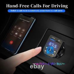 Bluetooth 5.0 Car Wireless FM Transmitter Adapter 2USB PD Charger Hands-Free Lot