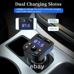 Bluetooth 5.0 Car Wireless FM Transmitter Adapter 2USB PD Charger Hands-Free Lot