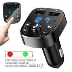 Bluetooth 5.0 Car Wireless FM Transmitter Adapter 2USB PD Charger Hands-Free Lot