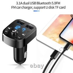 Bluetooth 5.0 Car Wireless FM Transmitter Adapter 2USB PD Charger Hands-Free Lot