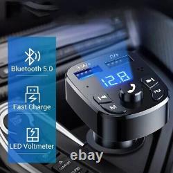Bluetooth 5.0 Car Wireless FM Transmitter Adapter 2USB PD Charger Hands-Free Lot