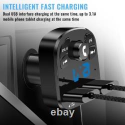 Bluetooth 5.0 Car Wireless FM Transmitter Adapter 2USB PD Charger Hands-Free Lot